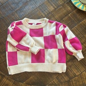 GAP pink and cream checkered sweater